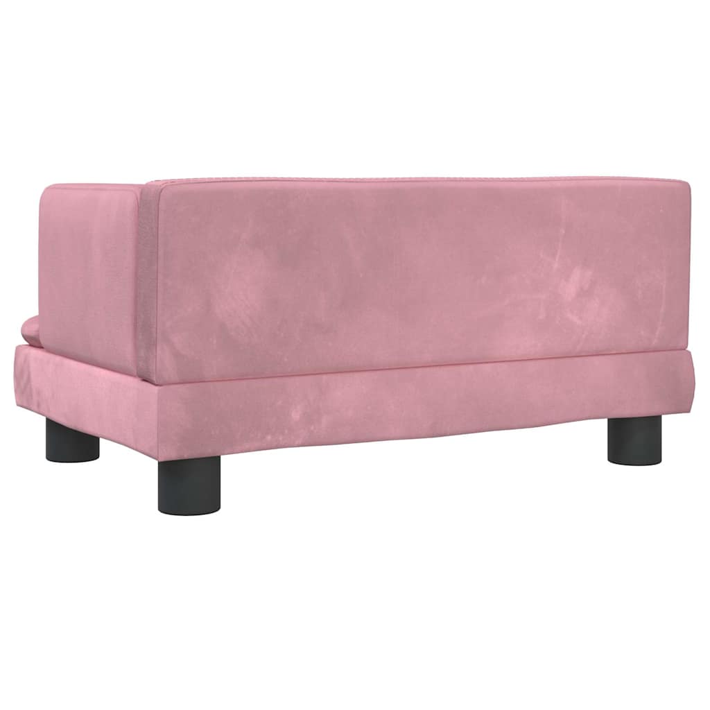 sofa til børn 60x40x30 cm velour lyserød