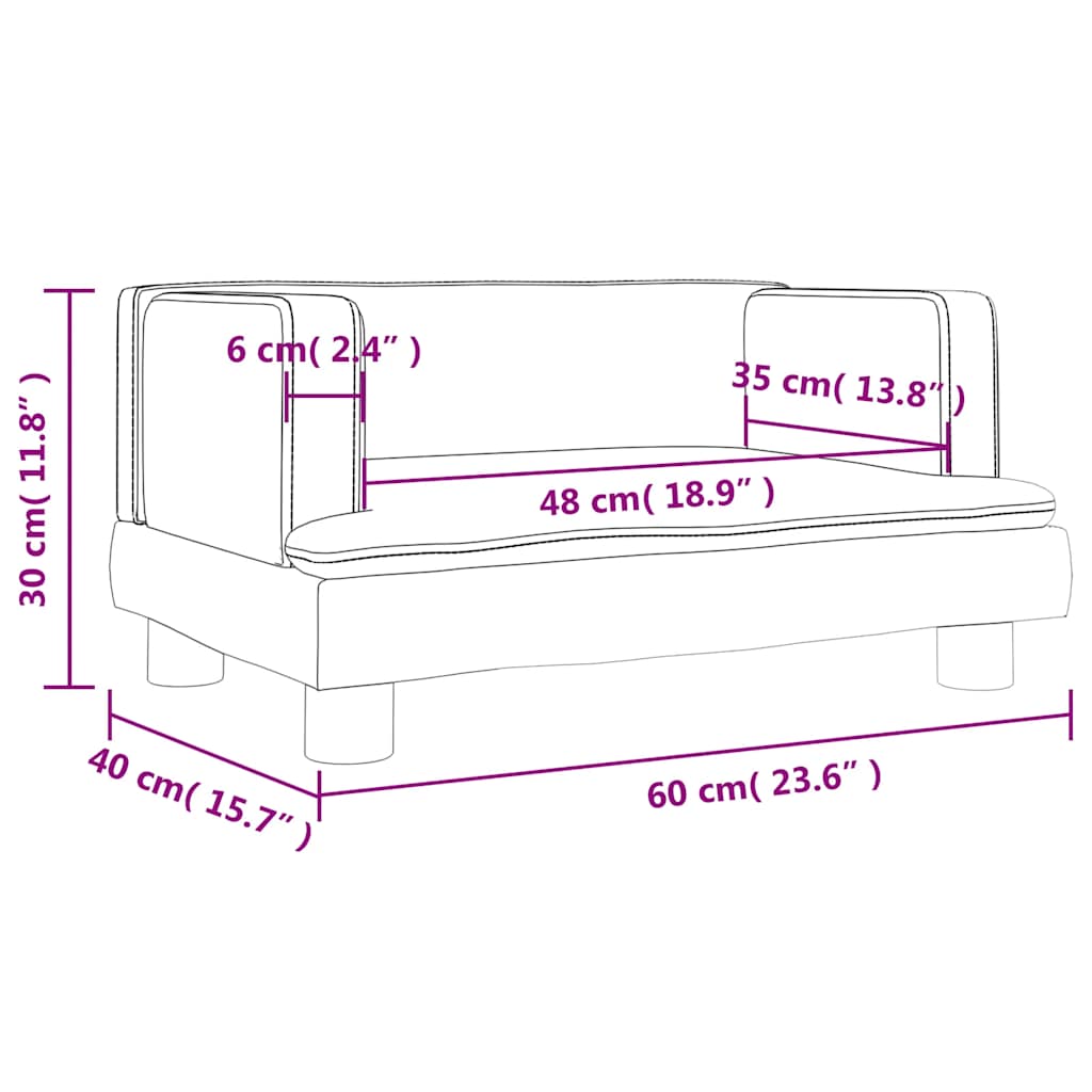 sofa til børn 60x45x30 cm velour sort