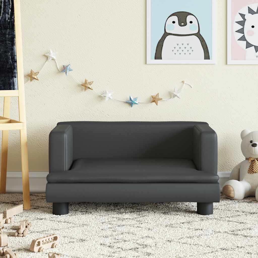 sofa til børn 60x40x30 cm kunstlæder sort
