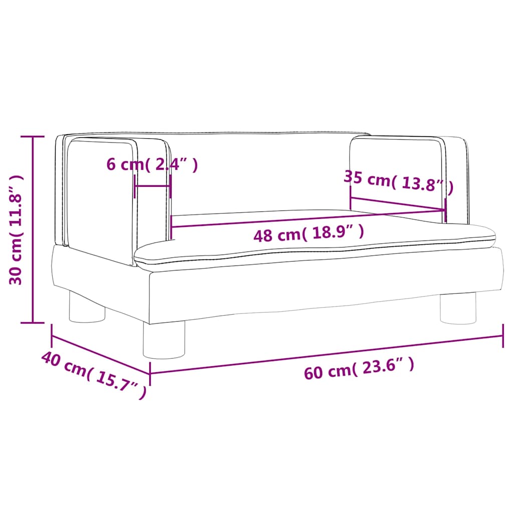 sofa til børn 60x40x30 cm kunstlæder cappuccinofarvet