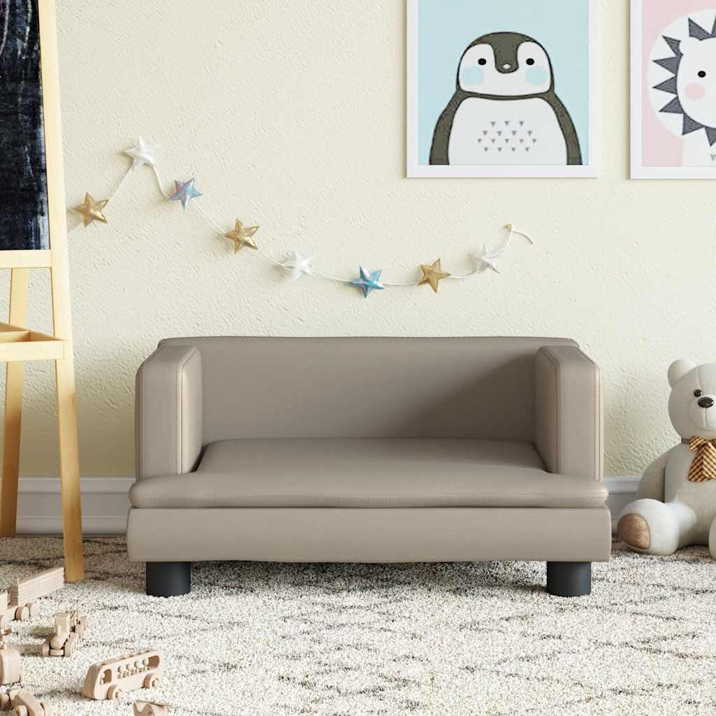 sofa til børn 60x40x30 cm kunstlæder cappuccinofarvet