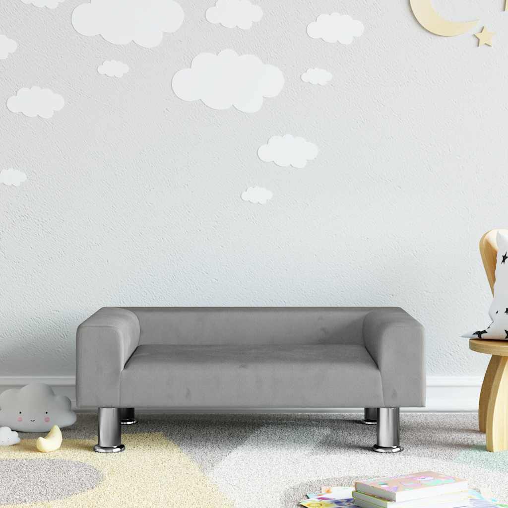 sofa til børn 70x45x26,5 cm fløjl lysegrå