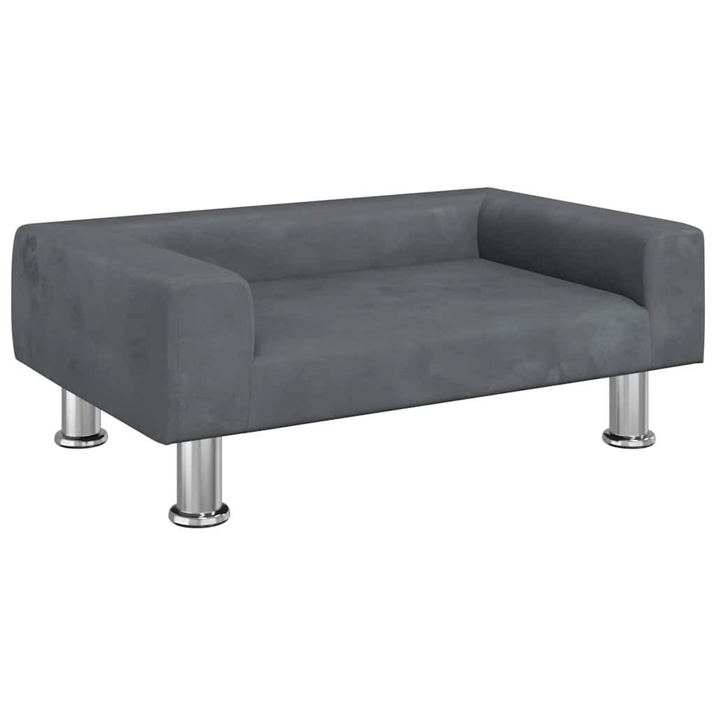 sofa til børn 70x45x26,5 cm fløjl mørkegrå