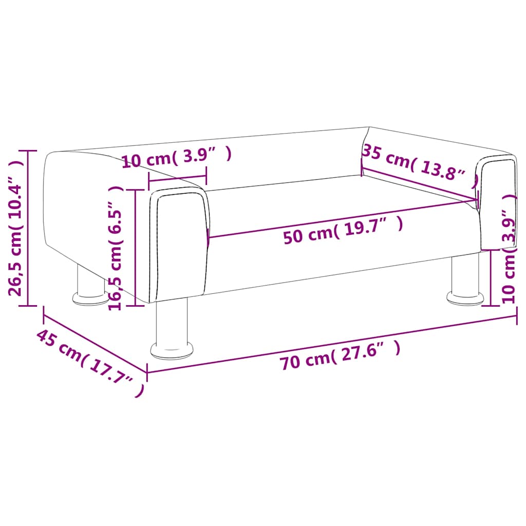 sofa til børn 70x45x26,5 cm fløjl mørkegrå