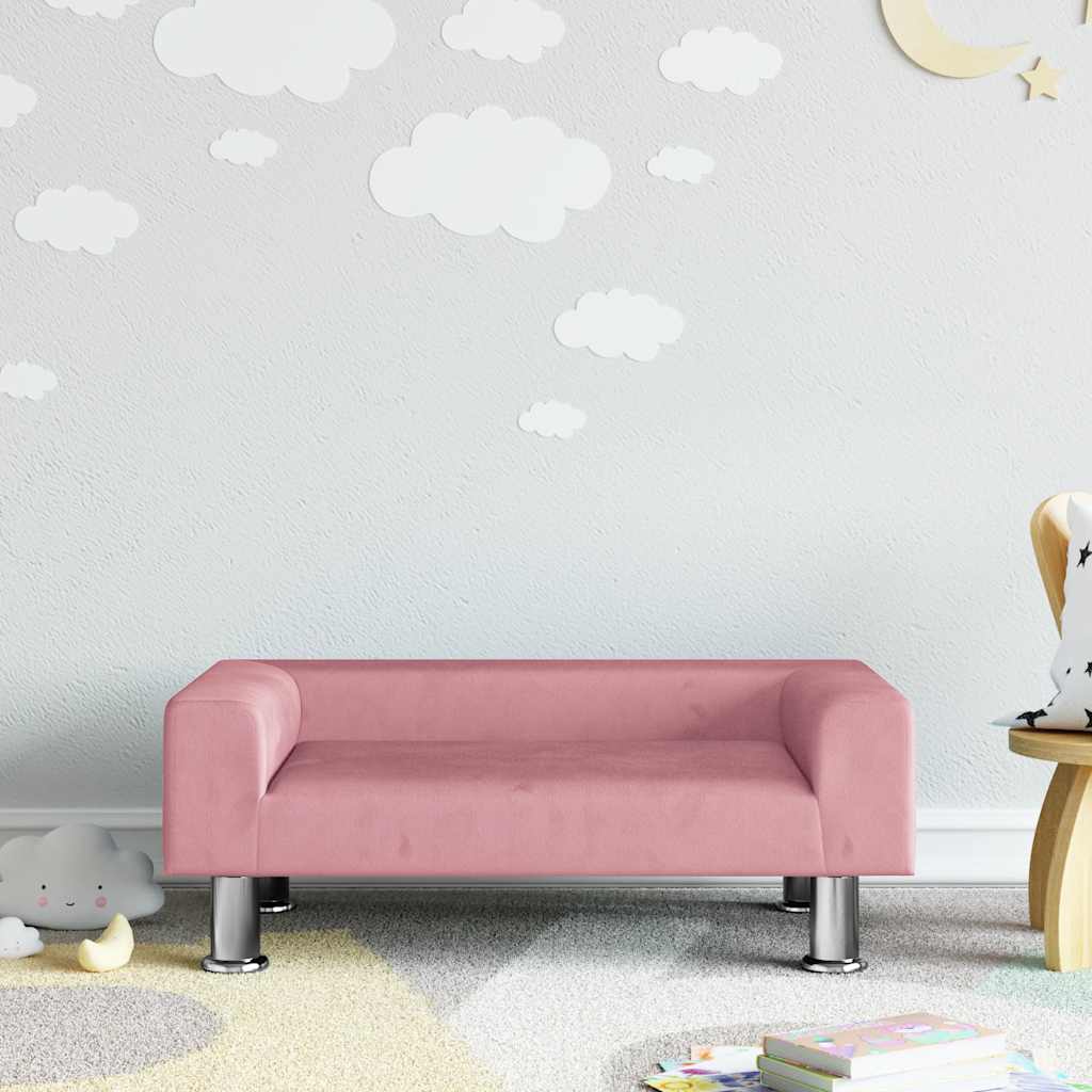 sofa til børn 70x45x26,5 cm fløjl lyserød