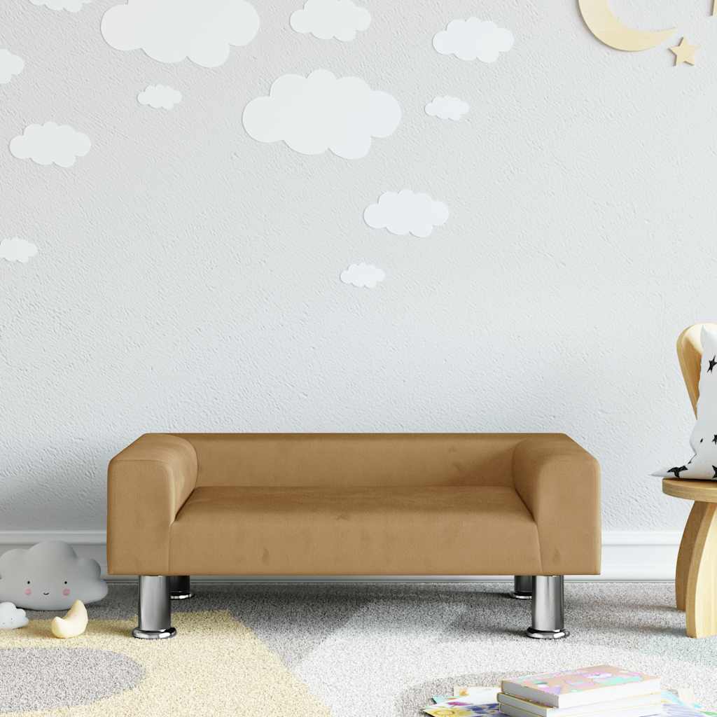 sofa til børn 70x45x26,5 cm fløjl brun