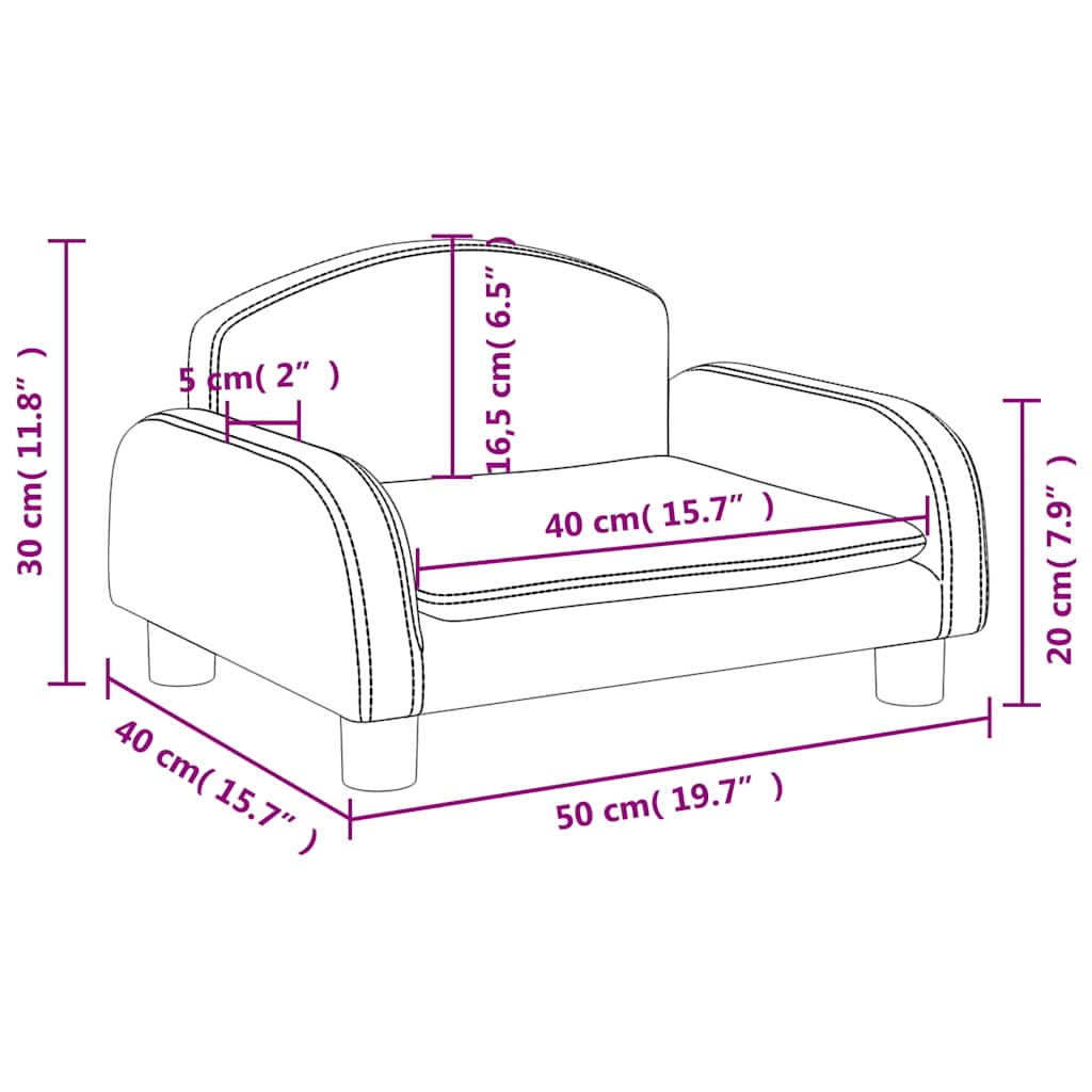 sofa til børn 50x40x30 cm stof sort