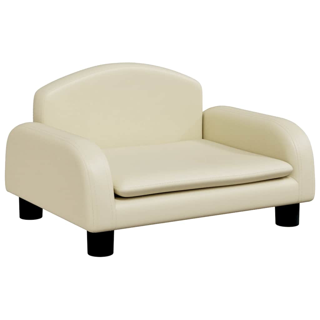 sofa til børn 50x40x30 cm kunstlæder cremefarvet