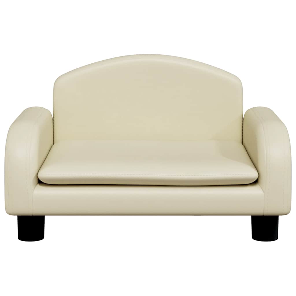 sofa til børn 50x40x30 cm kunstlæder cremefarvet