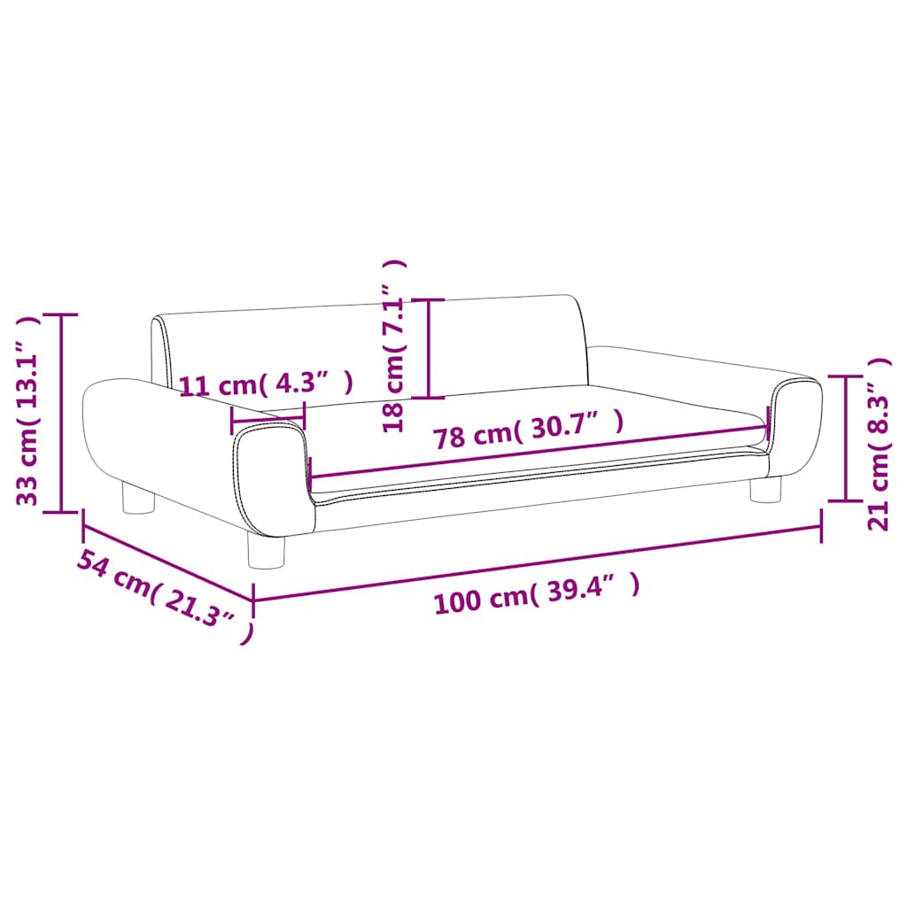 sofa til børn 100x54x33 cm velour blå