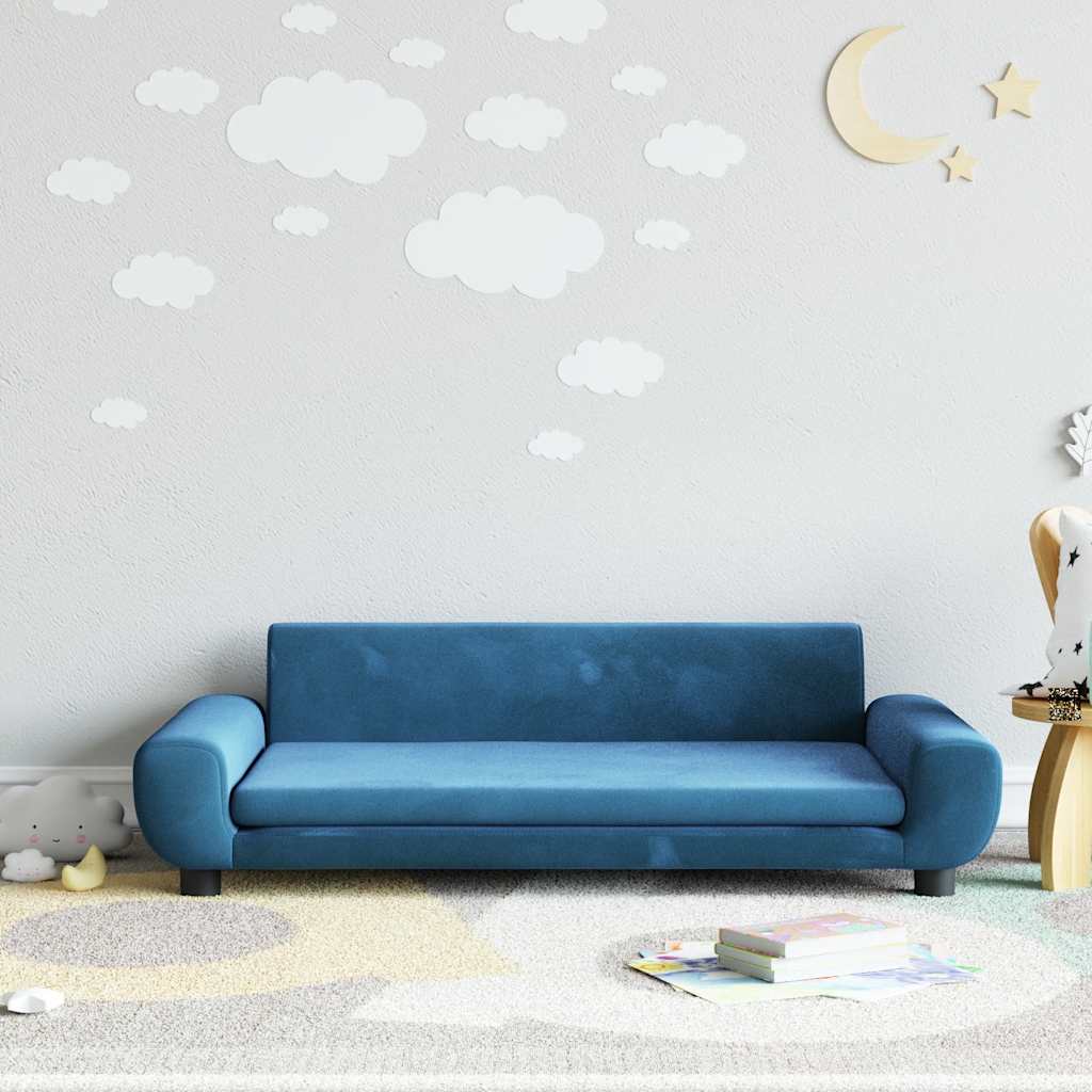 sofa til børn 100x54x33 cm velour blå