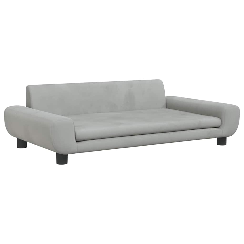 sofa til børn 100x54x33 cm velour lysegrå