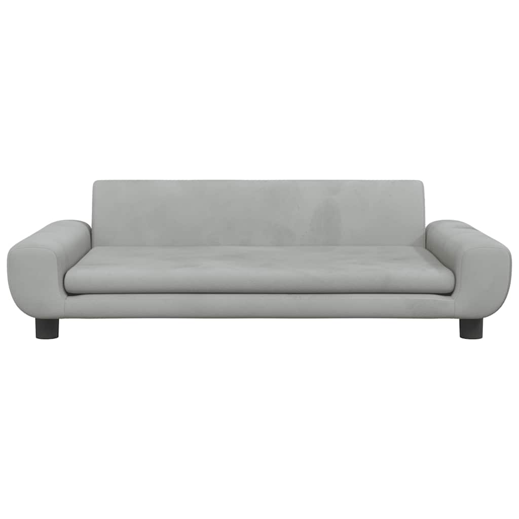 sofa til børn 100x54x33 cm velour lysegrå