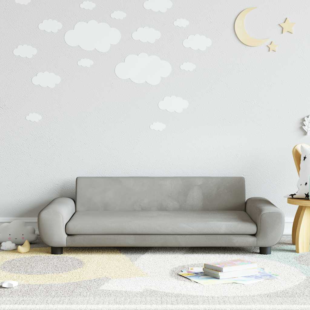 sofa til børn 100x54x33 cm velour lysegrå