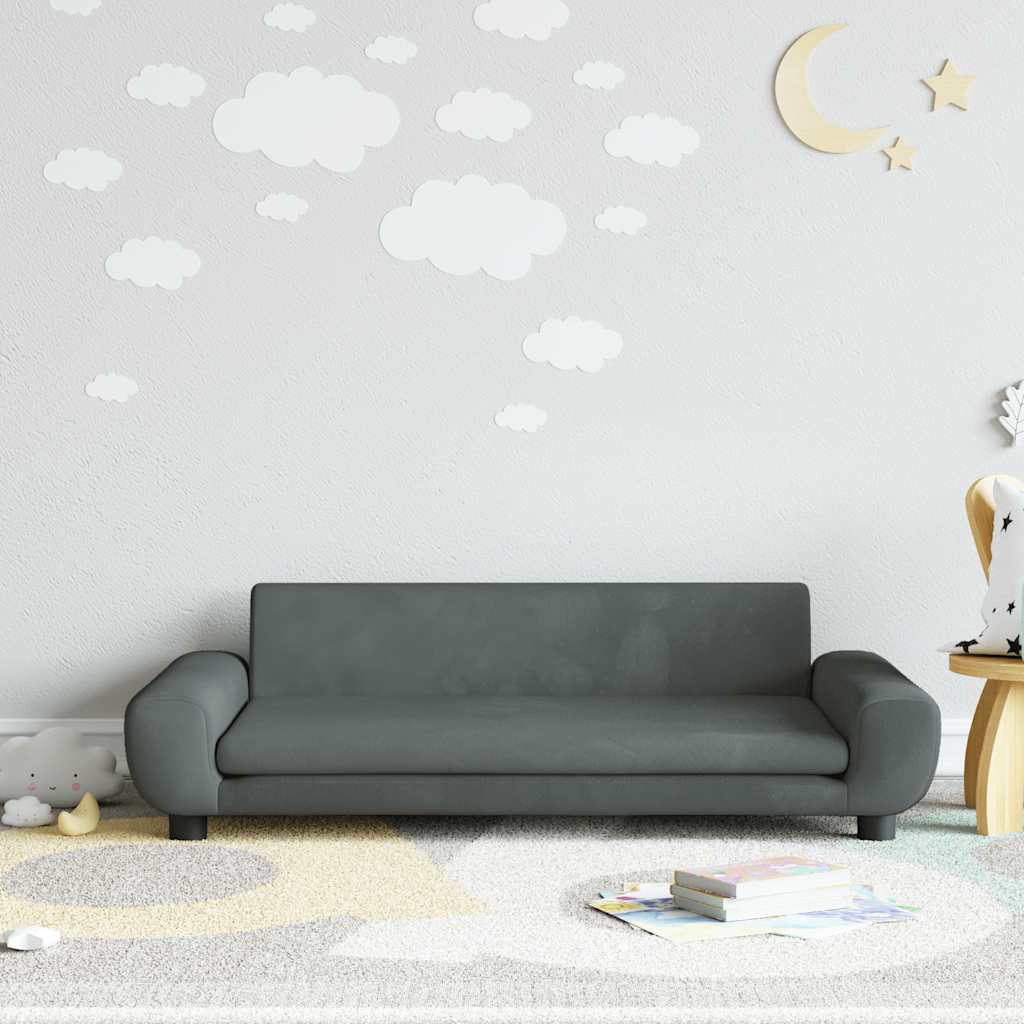sofa til børn 100x54x33 cm velour mørkegrå