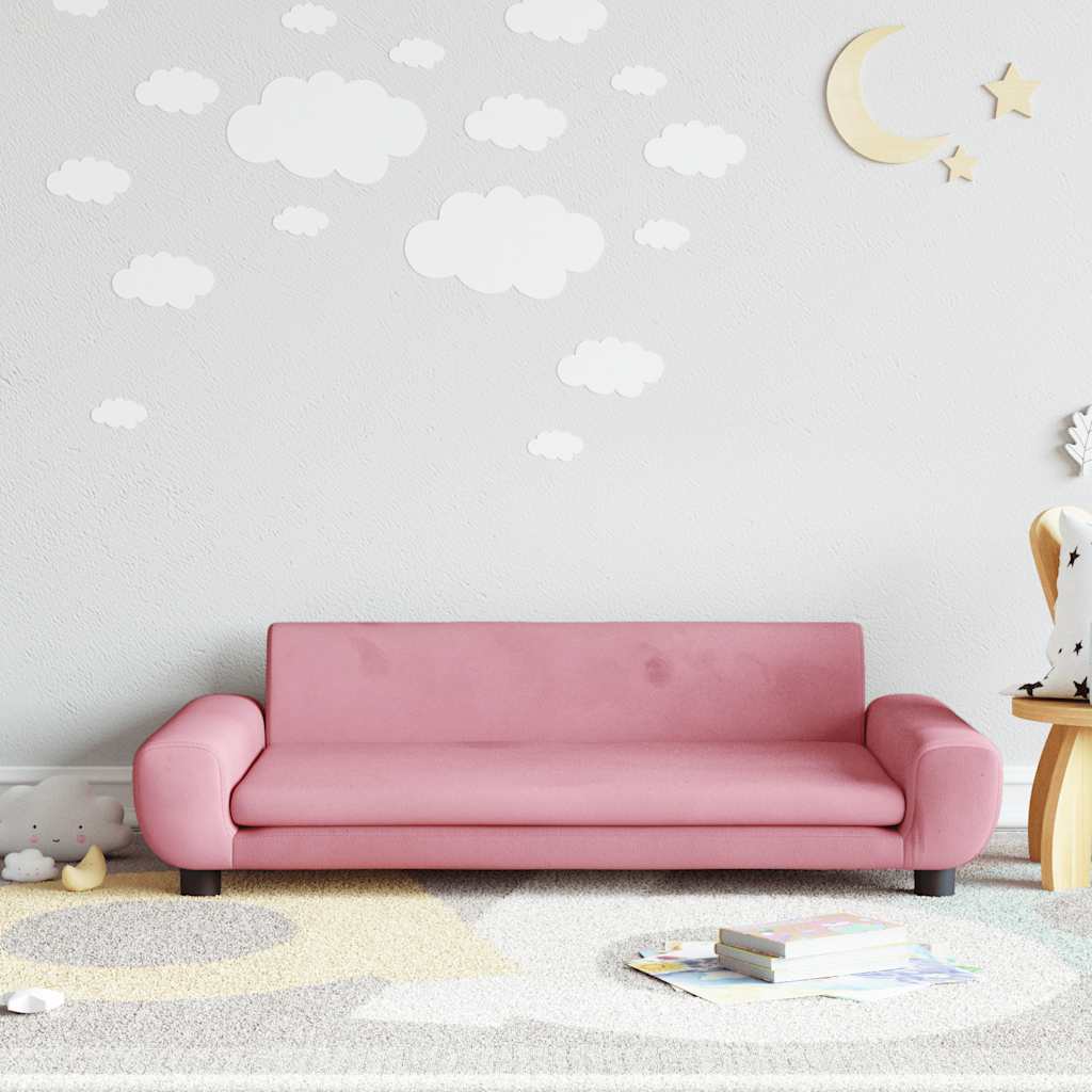 sofa til børn 100x54x33 cm velour lyserød