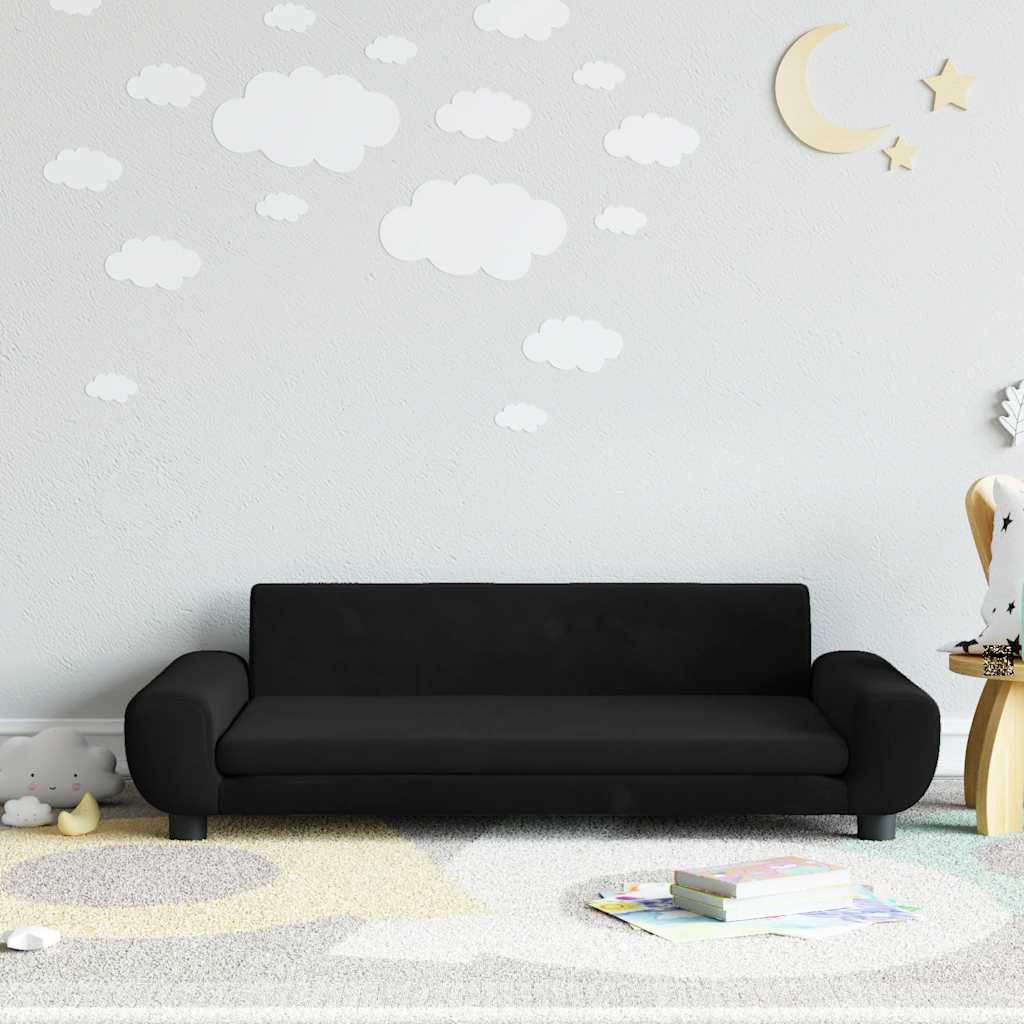 sofa til børn 100x54x33 cm velour sort