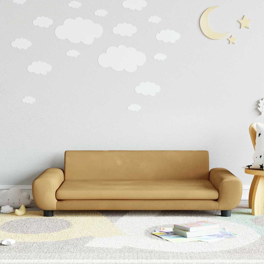 sofa til børn 100x54x33 cm velour brun