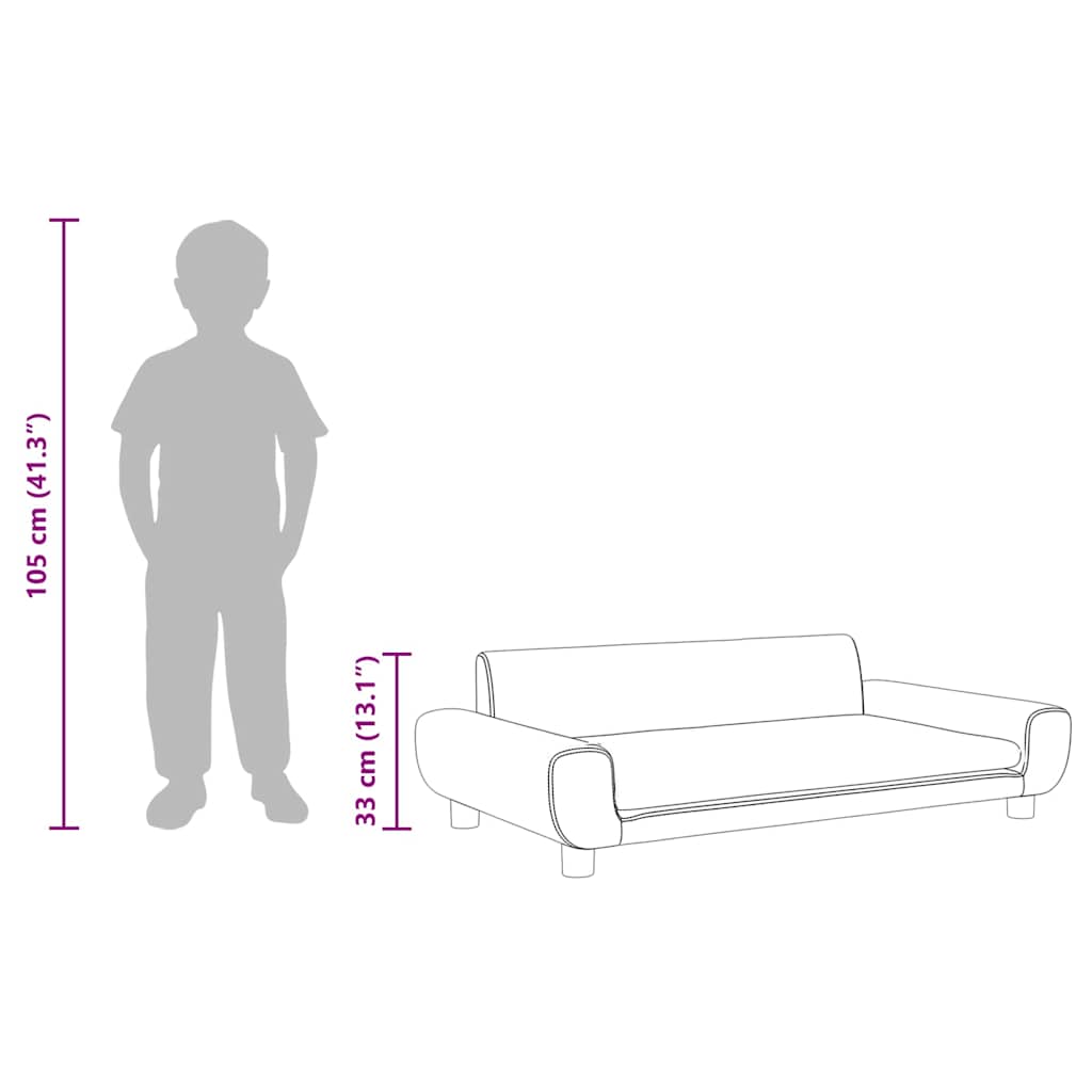 sofa til børn 100x54x33 cm velour cremefarvet