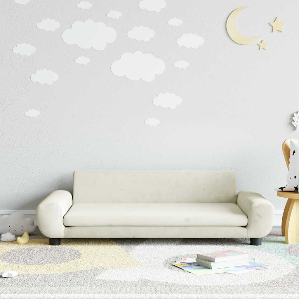sofa til børn 100x54x33 cm velour cremefarvet