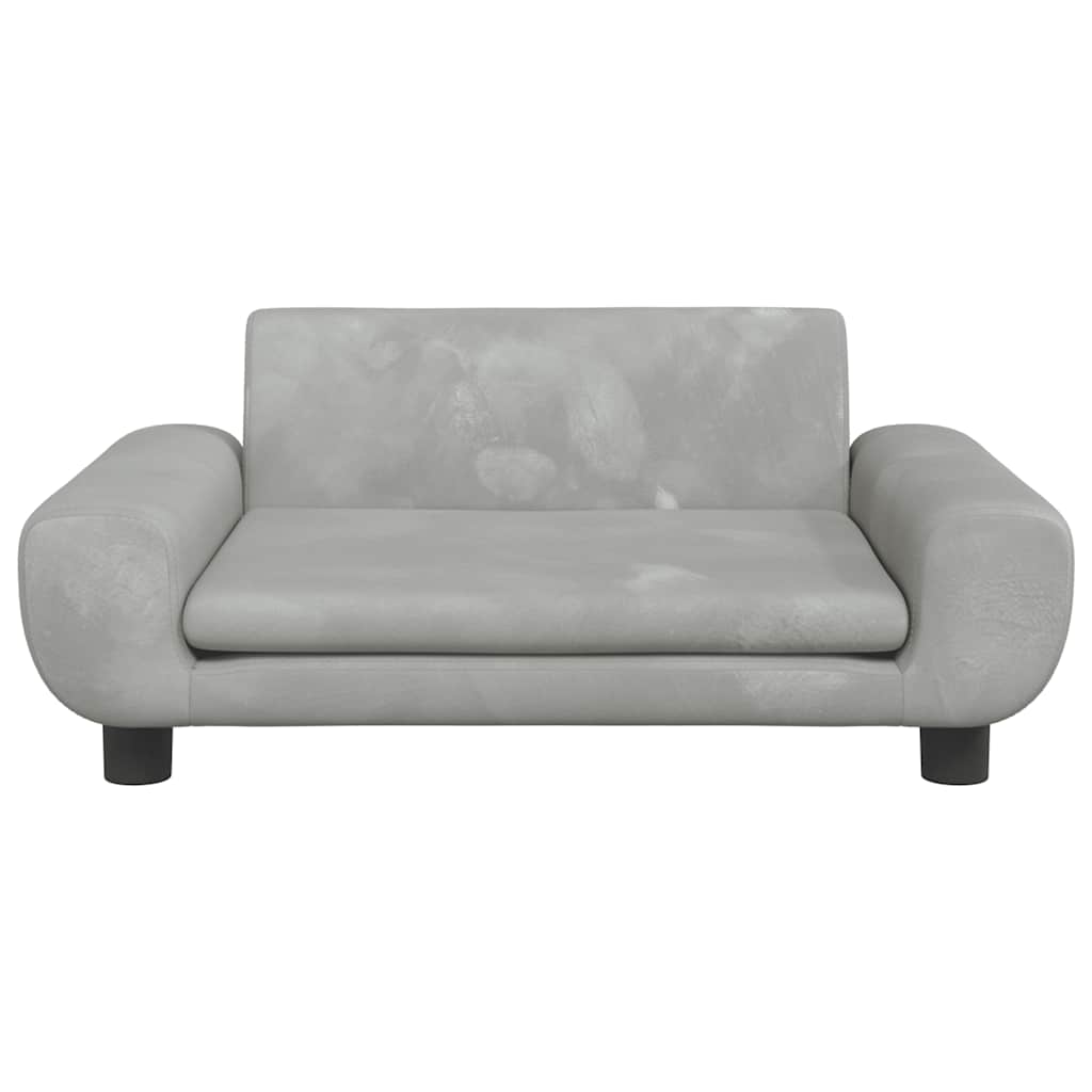 sofa til børn 70x45x33 cm velour lysegrå
