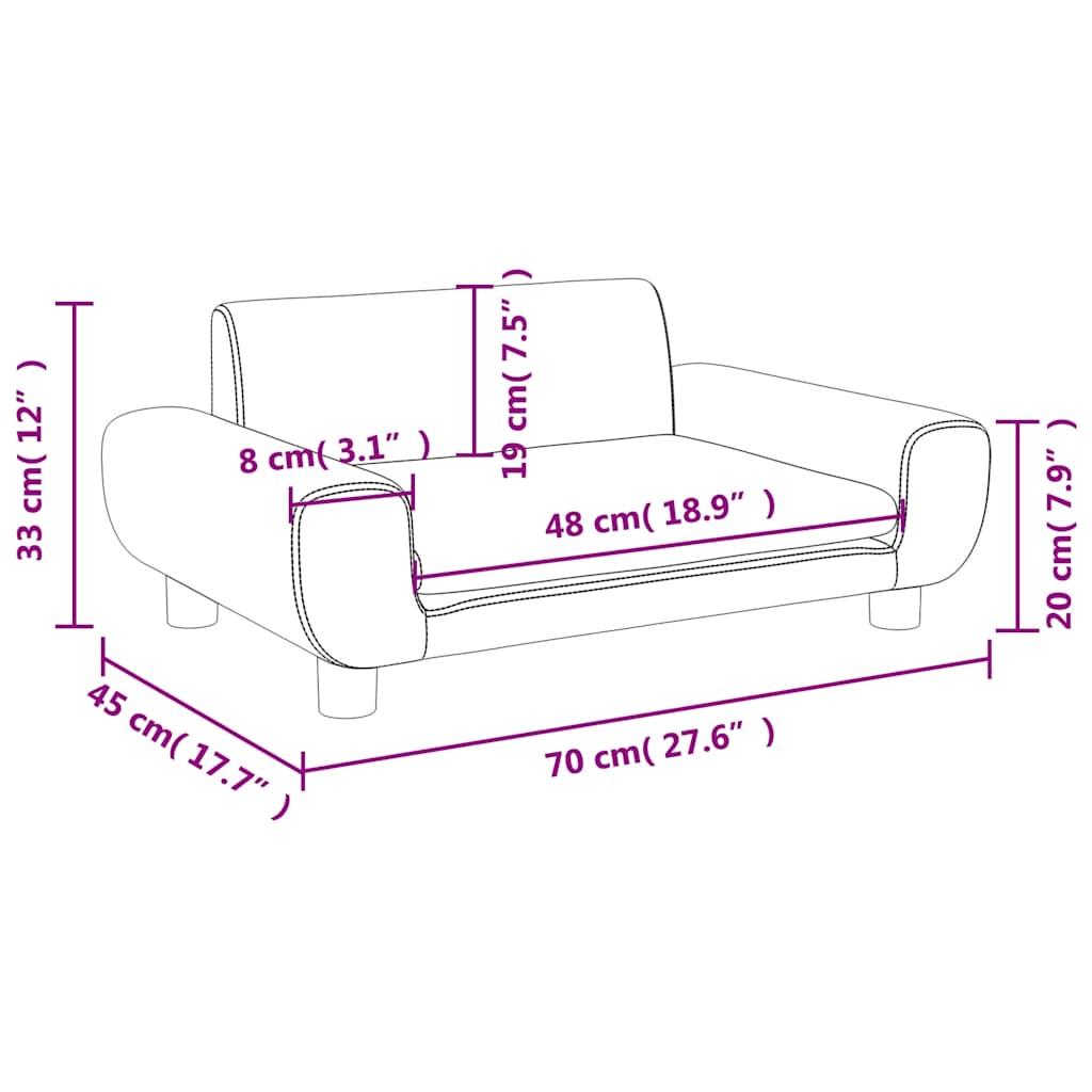 sofa til børn 70x45x33 cm velour sort