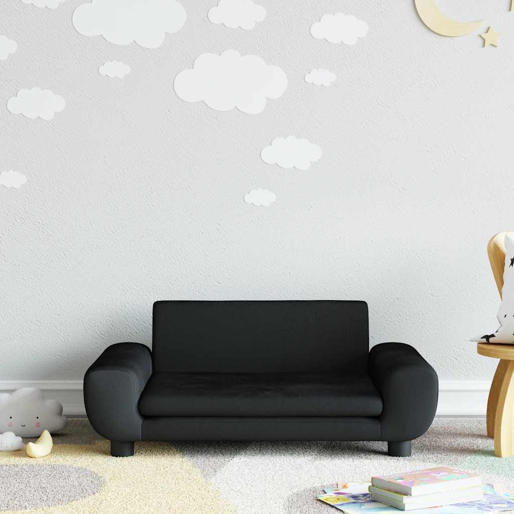sofa til børn 70x45x33 cm velour sort