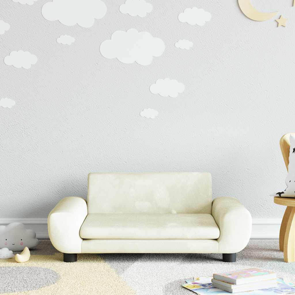 sofa til børn 70x45x33 cm velour cremefarvet
