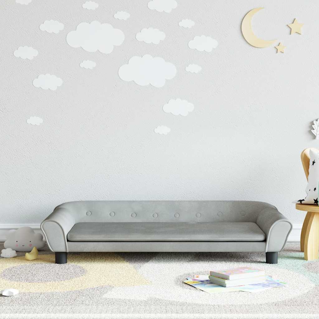 sofa til børn 100x50x26 cm velour lysegrå