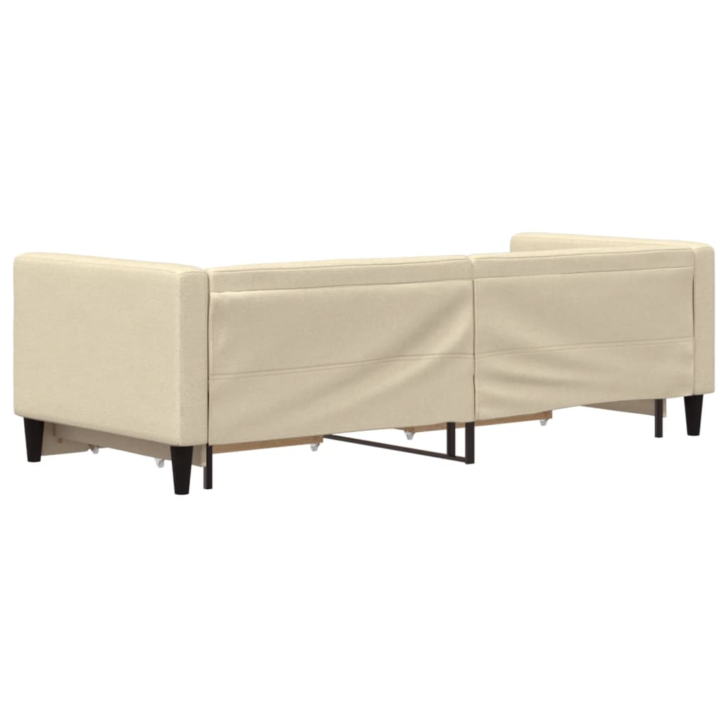 daybed med udtræk og skuffer 80x200 cm stof cremefarvet