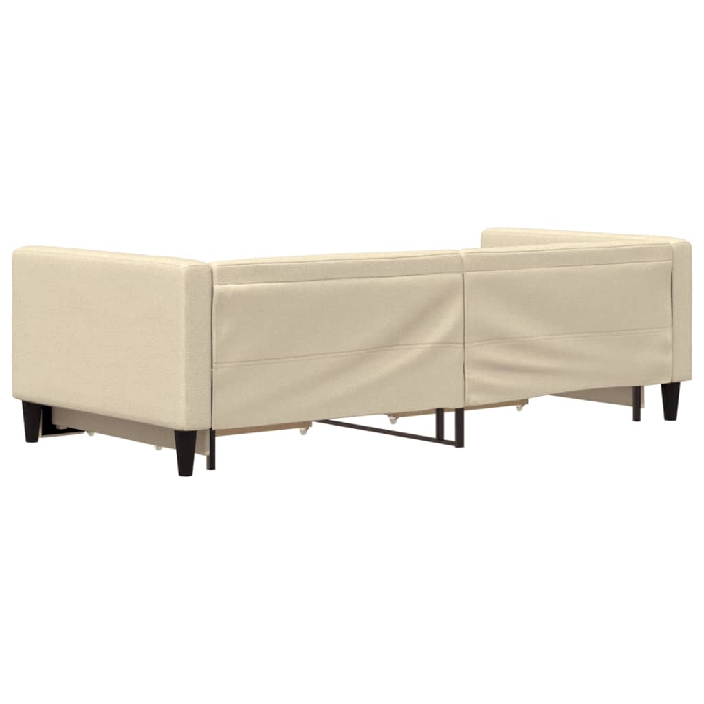 daybed med udtræk og skuffer 90x200 cm stof cremefarvet