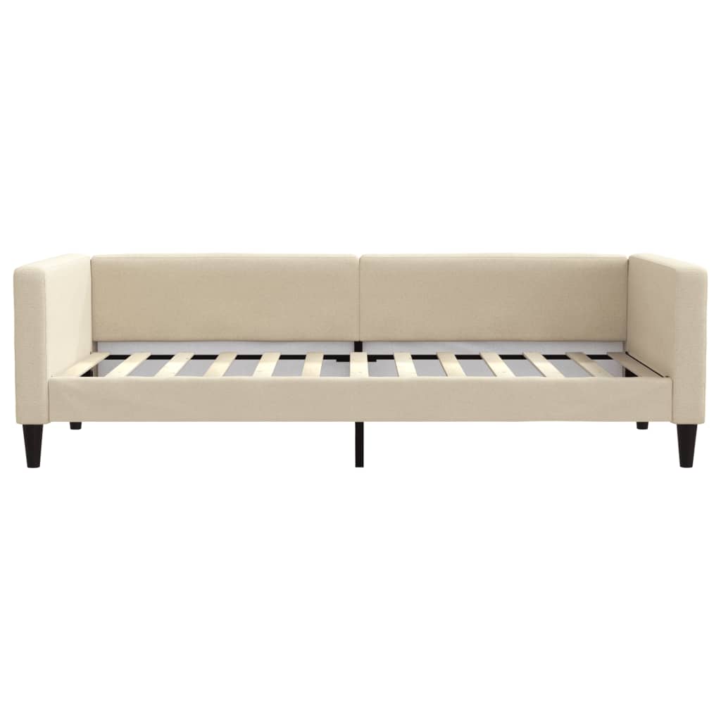 daybed med udtræk og skuffer 90x200 cm stof cremefarvet