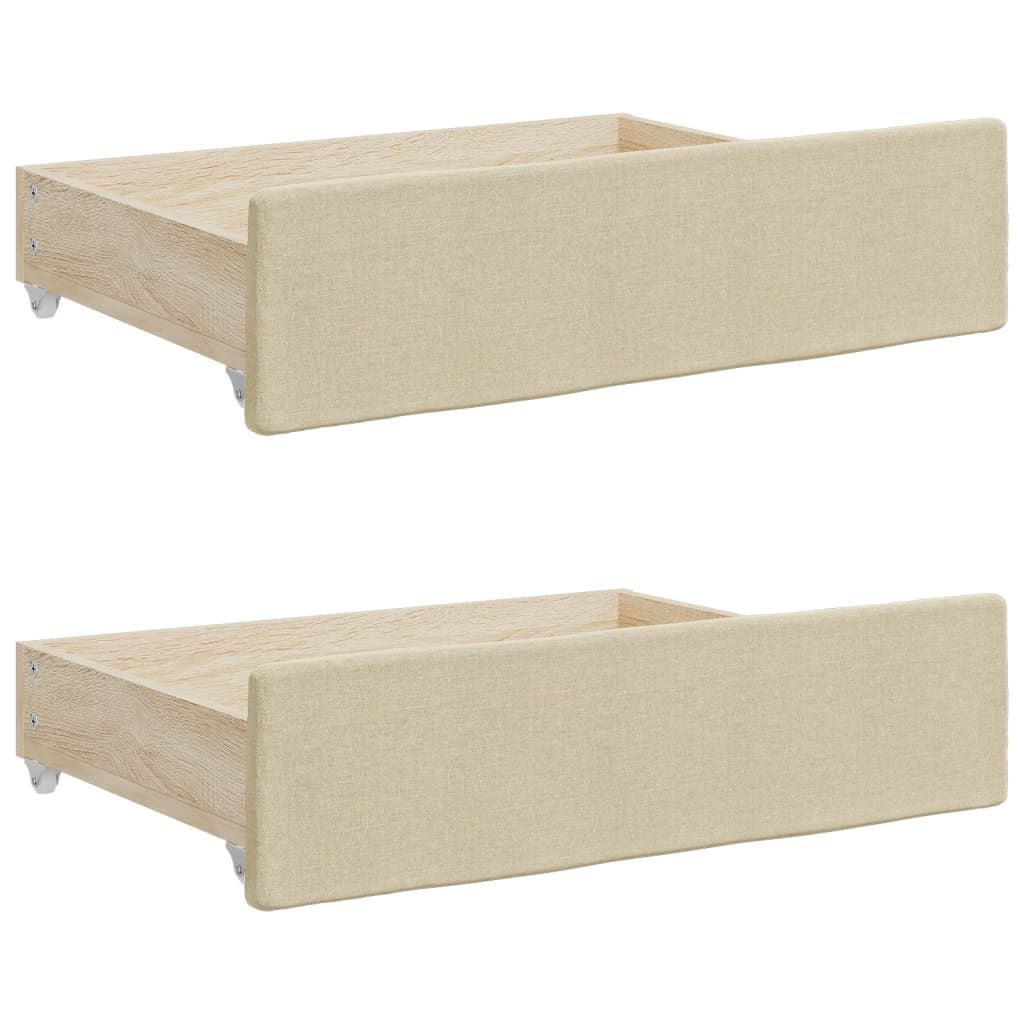 daybed med udtræk og skuffer 90x200 cm stof cremefarvet