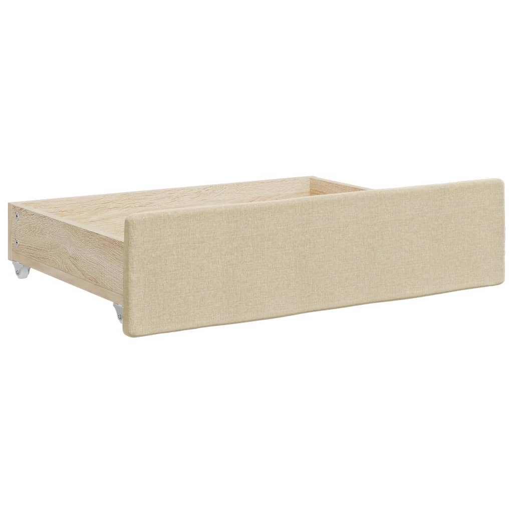 daybed med udtræk og skuffer 90x200 cm stof cremefarvet