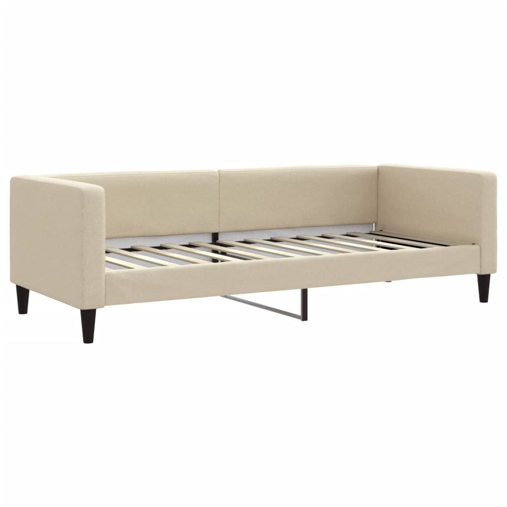 daybed med udtræk og skuffer 80x200 cm stof cremefarvet