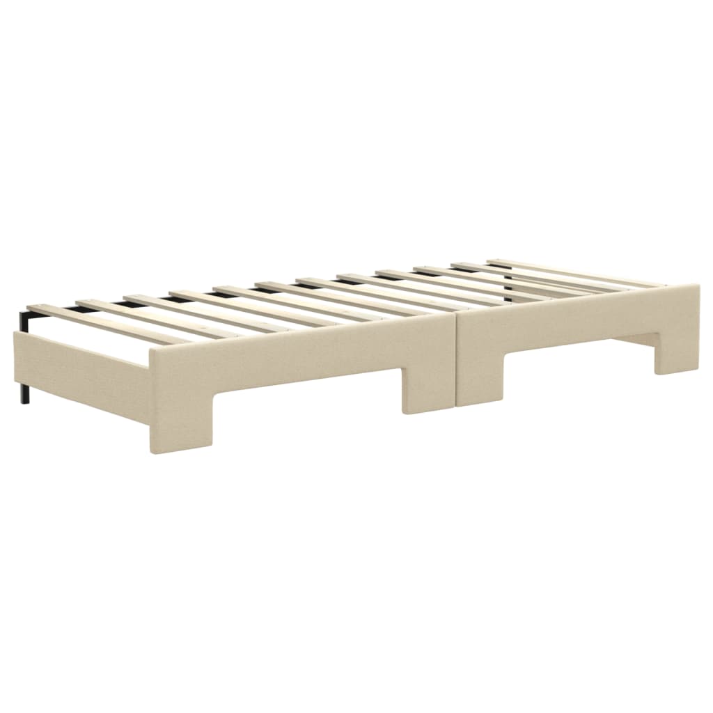 daybed med udtræk og skuffer 80x200 cm stof cremefarvet