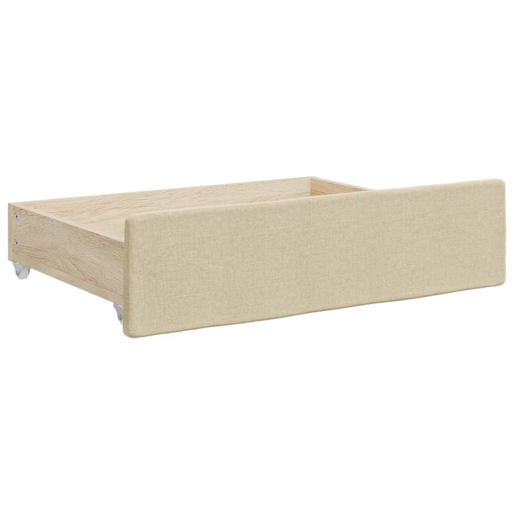 daybed med udtræk og skuffer 90x200 cm stof cremefarvet