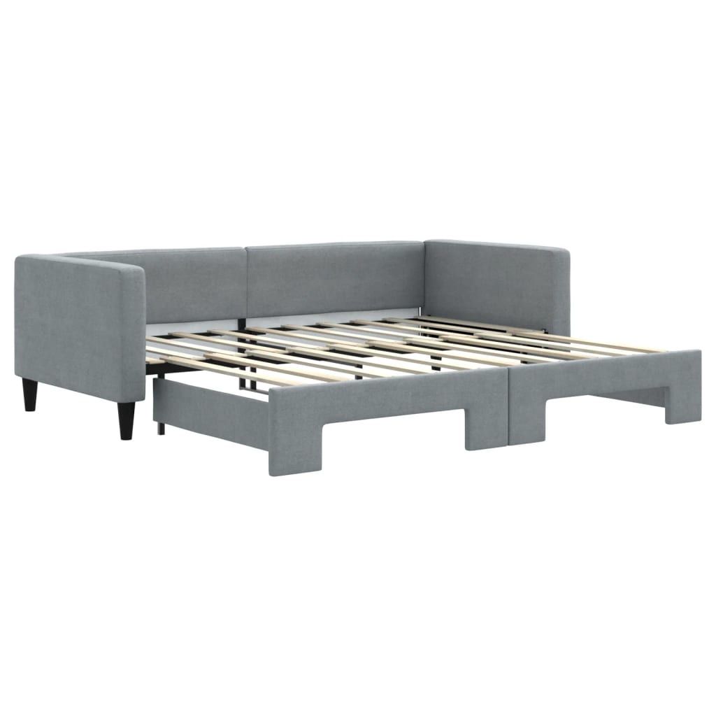 daybed med udtræk 100x190 cm stof lysegrå