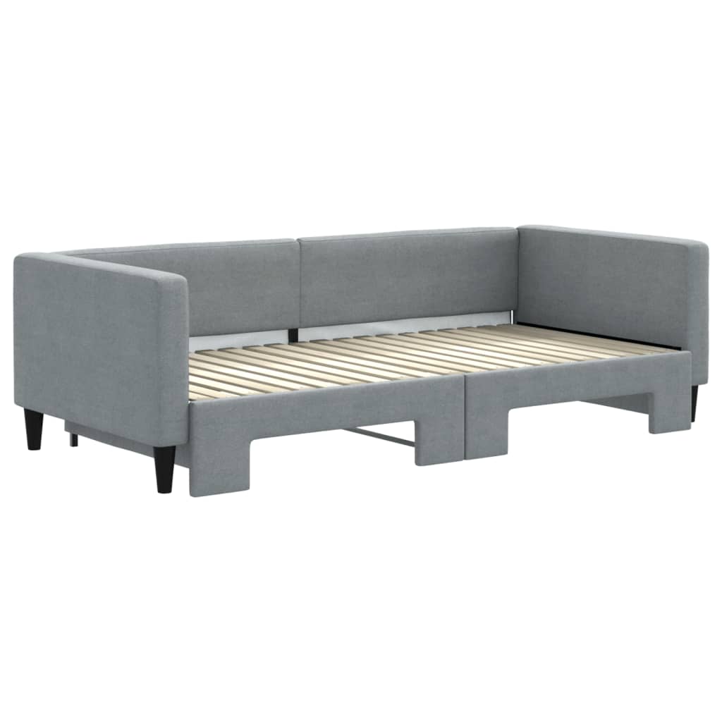 daybed med udtræk 100x190 cm stof lysegrå