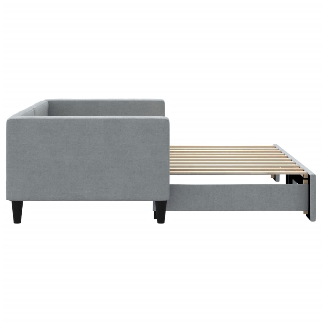 daybed med udtræk 100x190 cm stof lysegrå