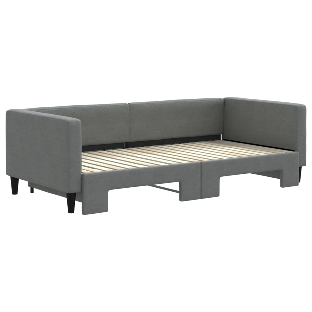 daybed med udtræk 100x190 cm stof mørkegrå