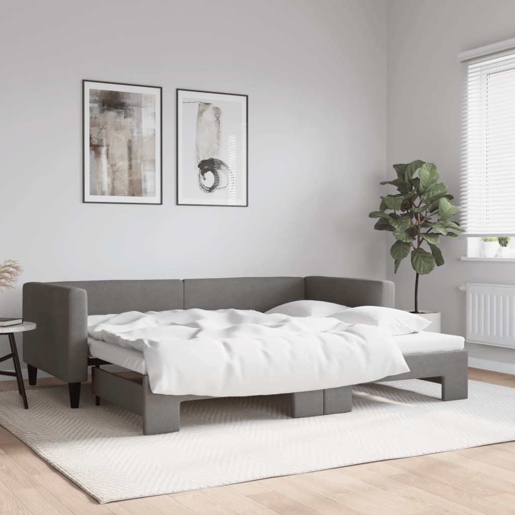 daybed med udtræk 100x190 cm stof mørkegrå