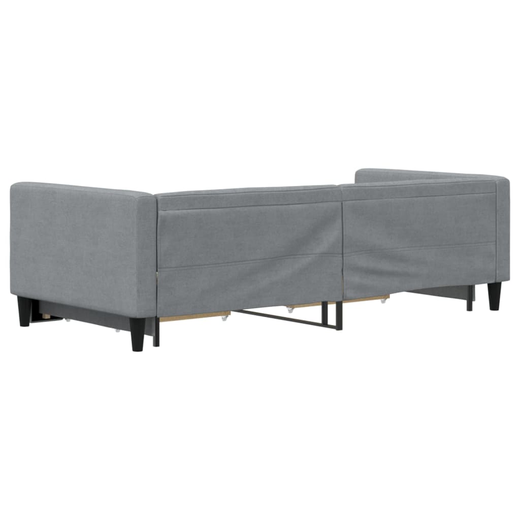 daybed med udtræk og skuffer 100x190 cm stof lysegrå