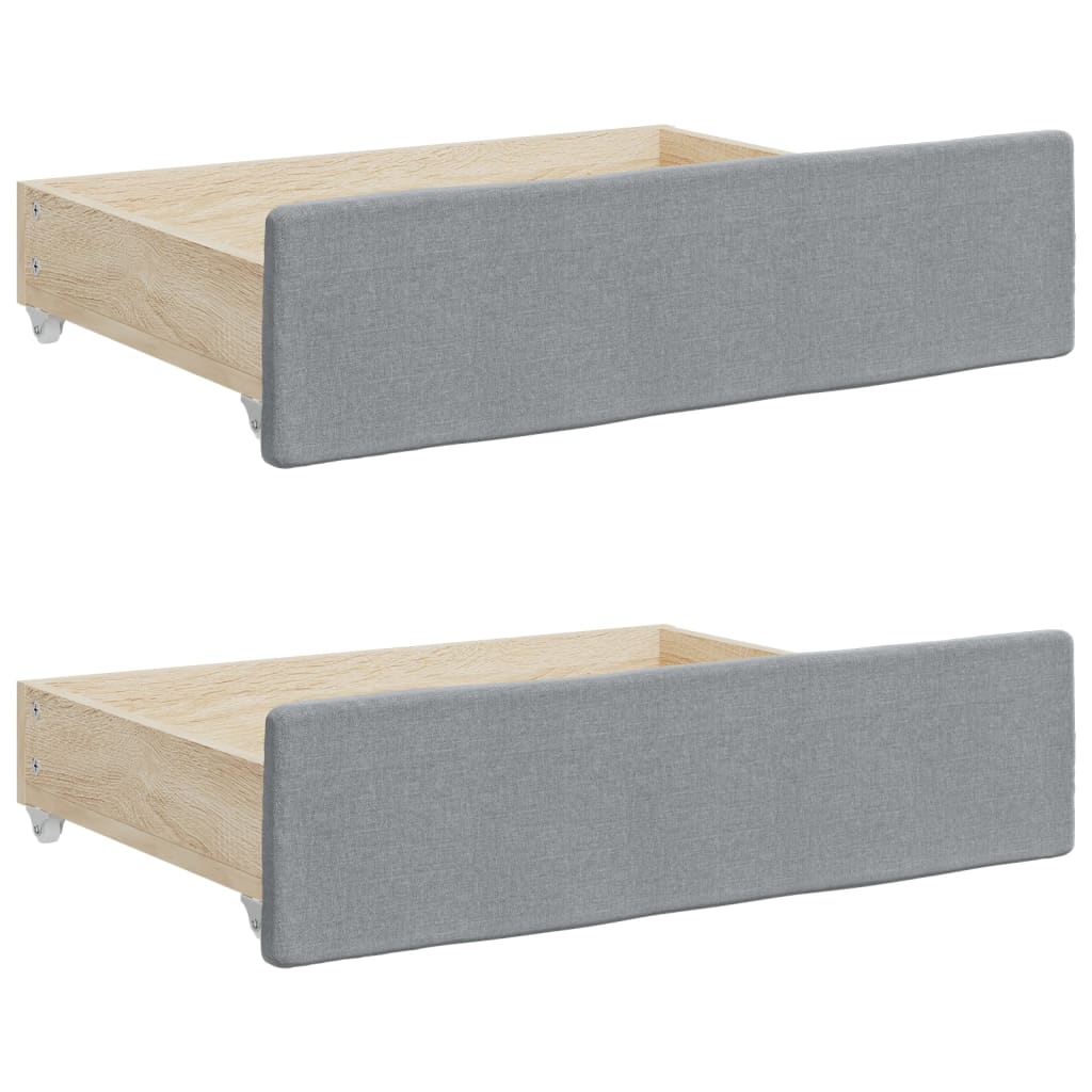 daybed med udtræk og skuffer 100x190 cm stof lysegrå