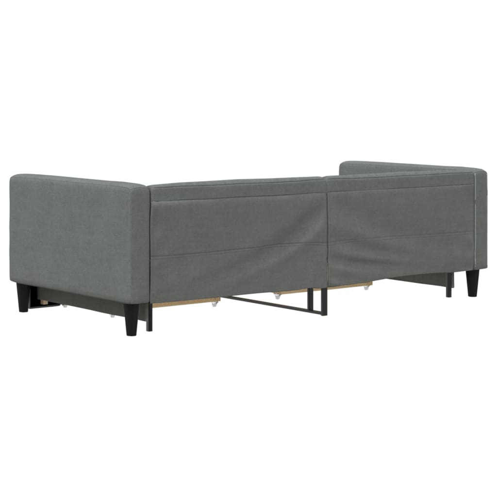 daybed med udtræk og skuffer 100x190 cm stof mørkegrå
