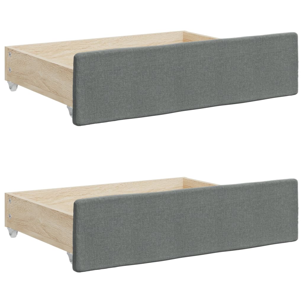 daybed med udtræk og skuffer 100x190 cm stof mørkegrå