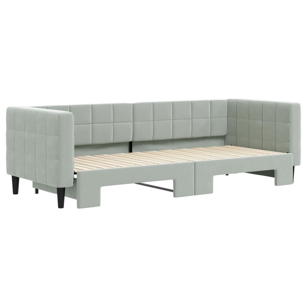 daybed med udtræk 80x200 cm velour lysegrå