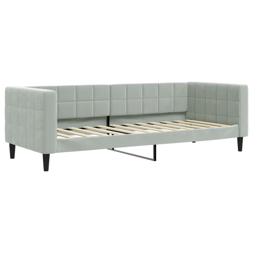 daybed med udtræk 80x200 cm velour lysegrå