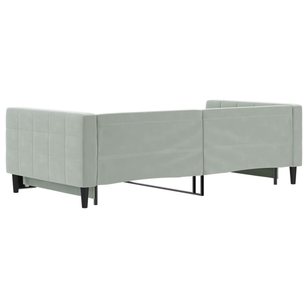 daybed med udtræk 100x200 cm velour lysegrå