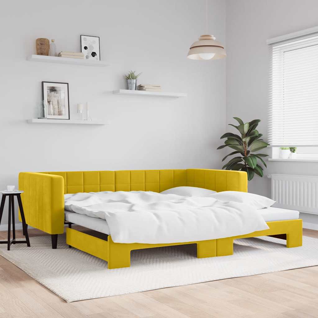 daybed med udtræk 100x200 cm velour gul